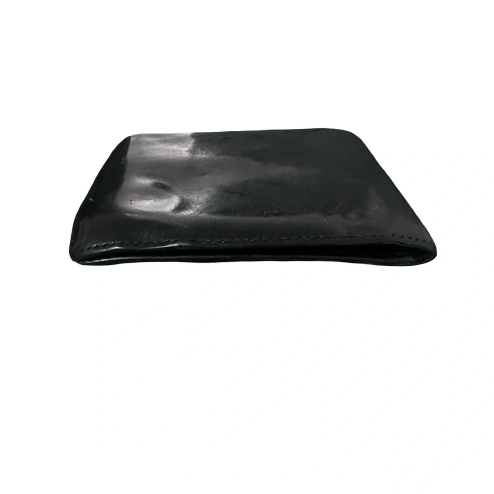 Lanvin Bi fold Card Cash Wallet Black Patent Leather